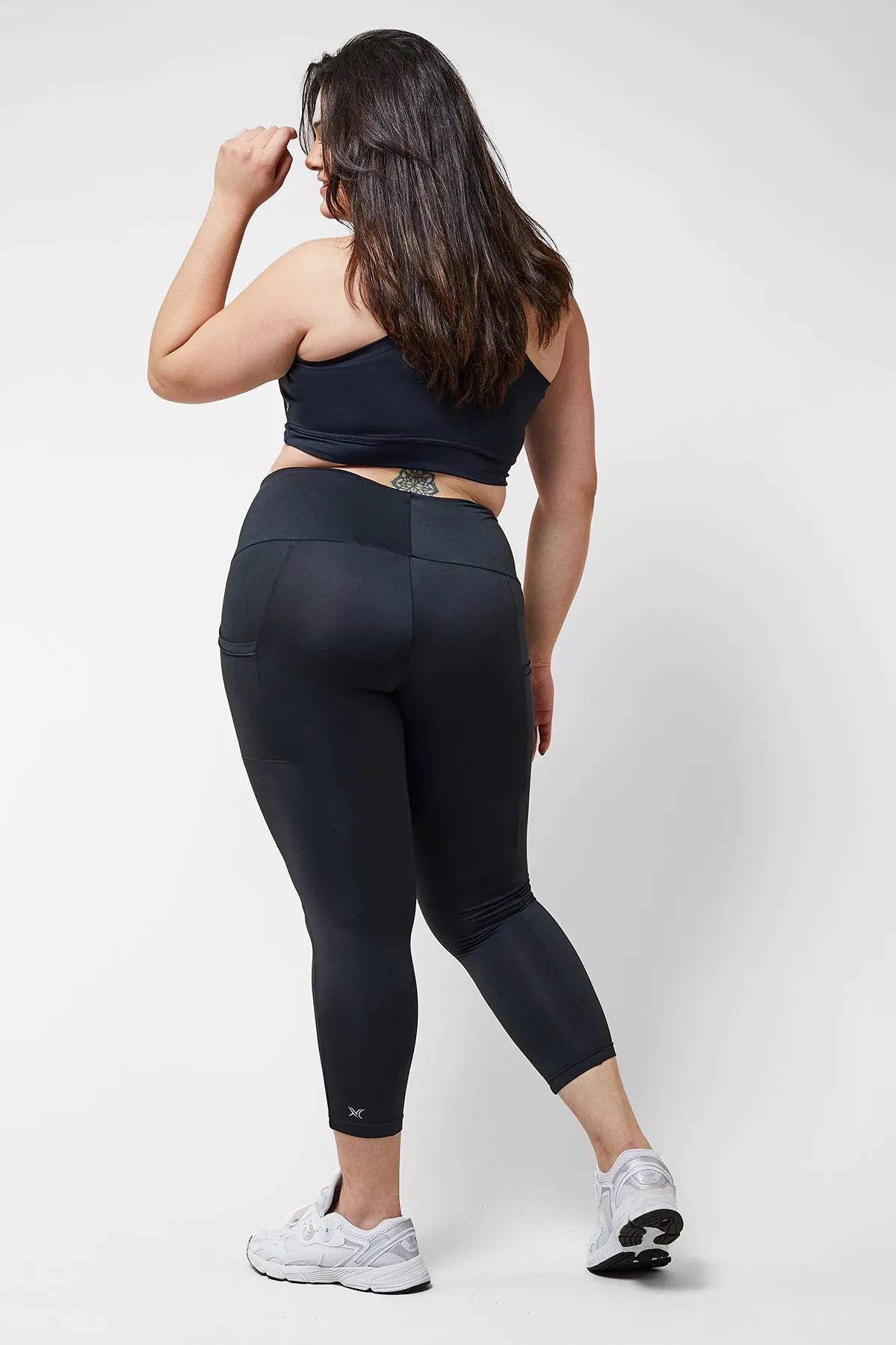 Side Pocket Leggings with Thermal Brushed Fabric Black