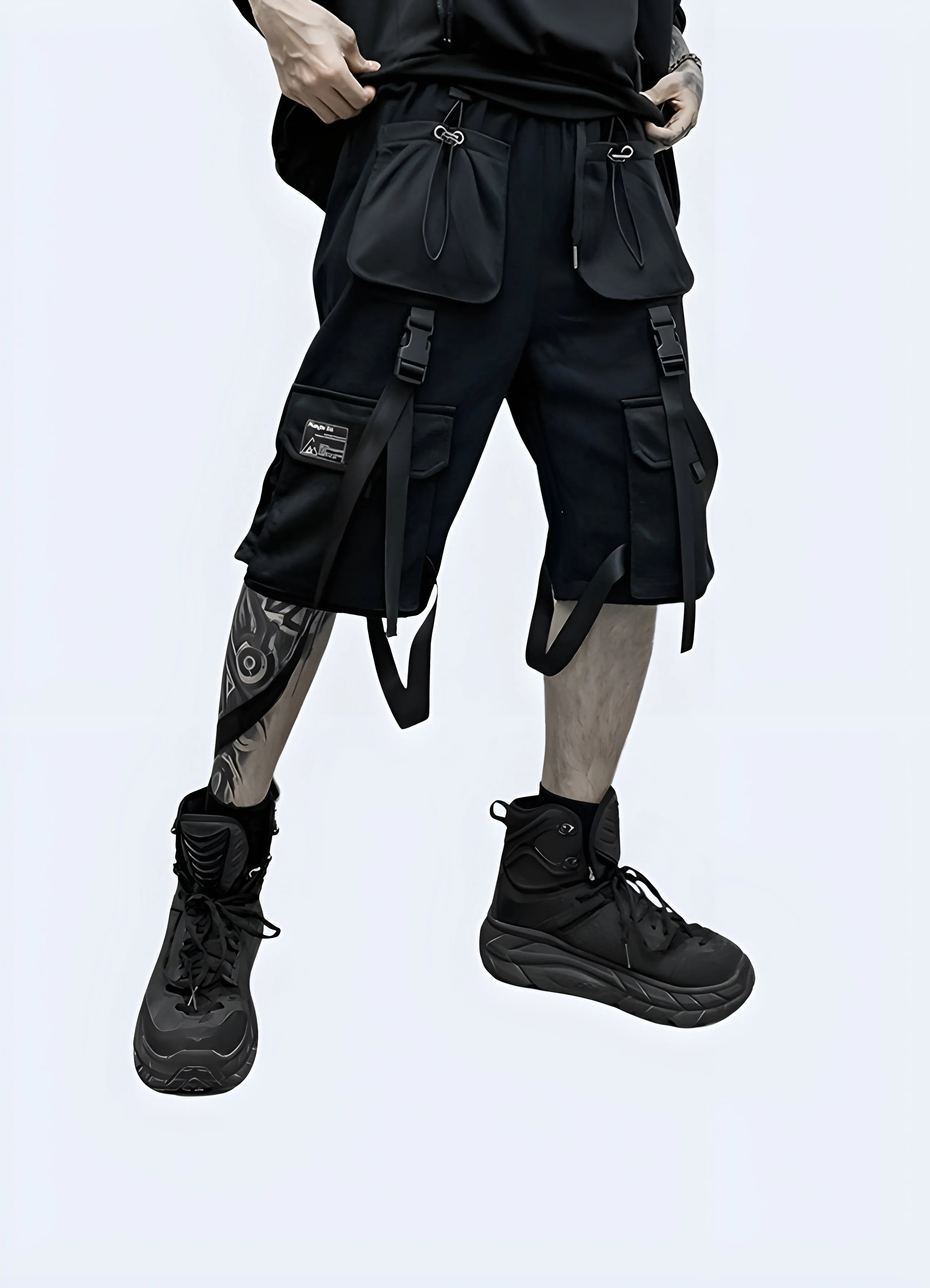 Techwear Cargo Shorts with Straps