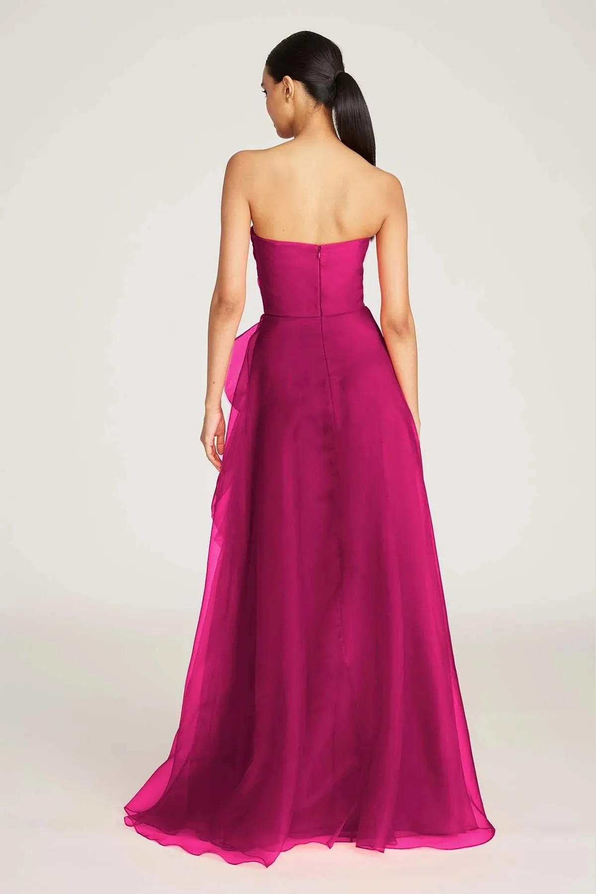 Teresa Strapless Draped Gown - Sangria