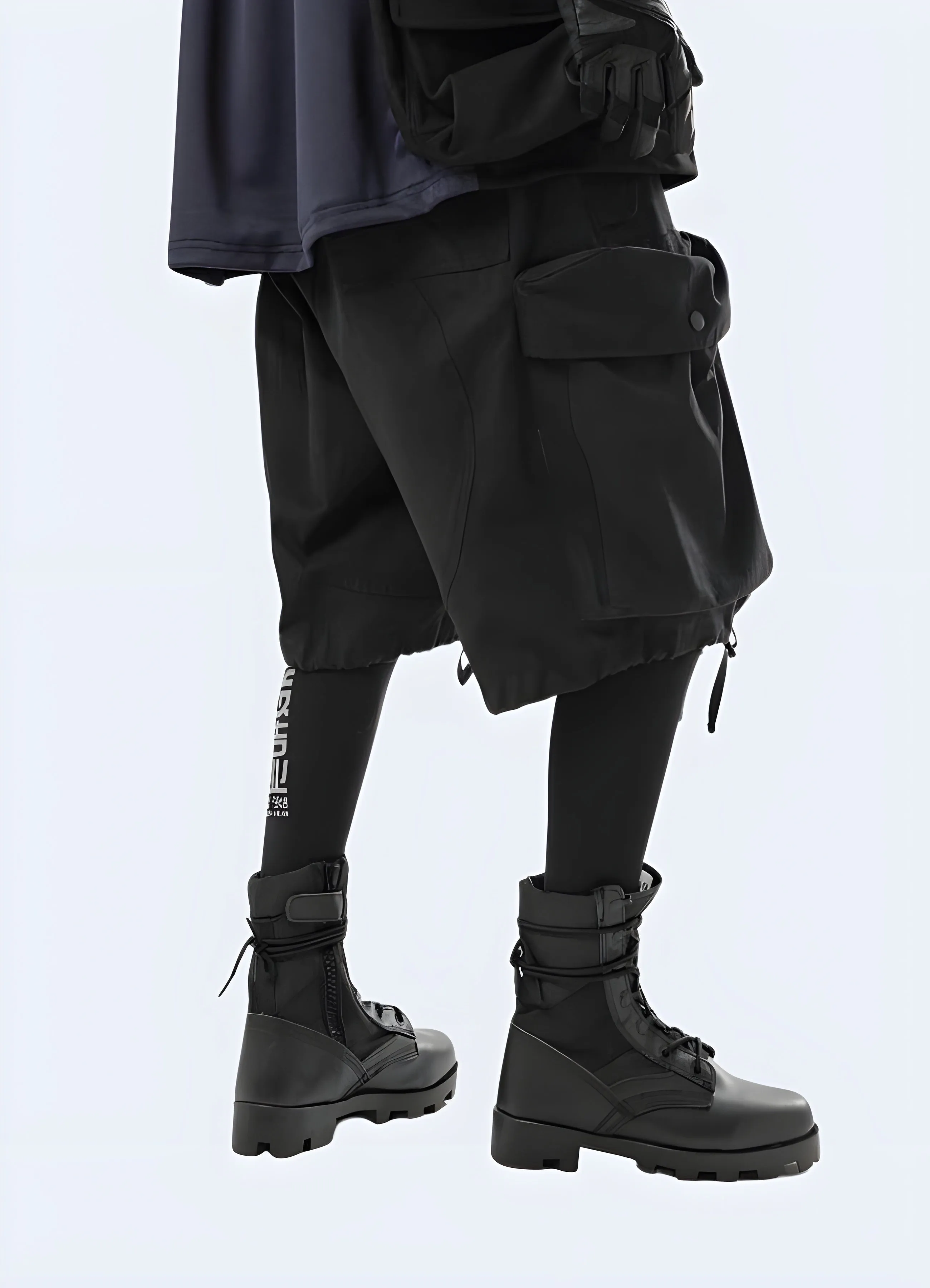 Tie Up Techwear Cargo Shorts