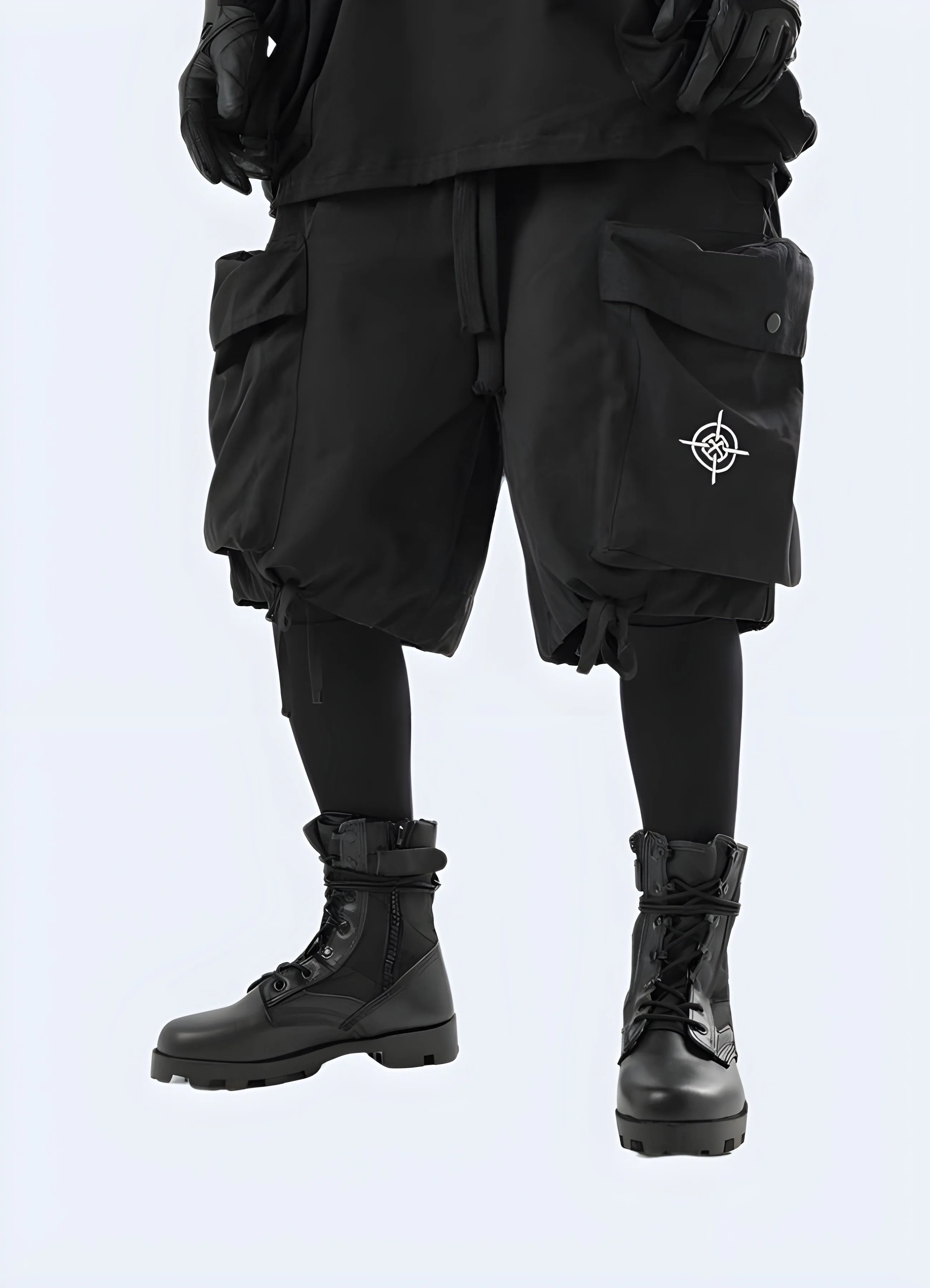 Tie Up Techwear Cargo Shorts