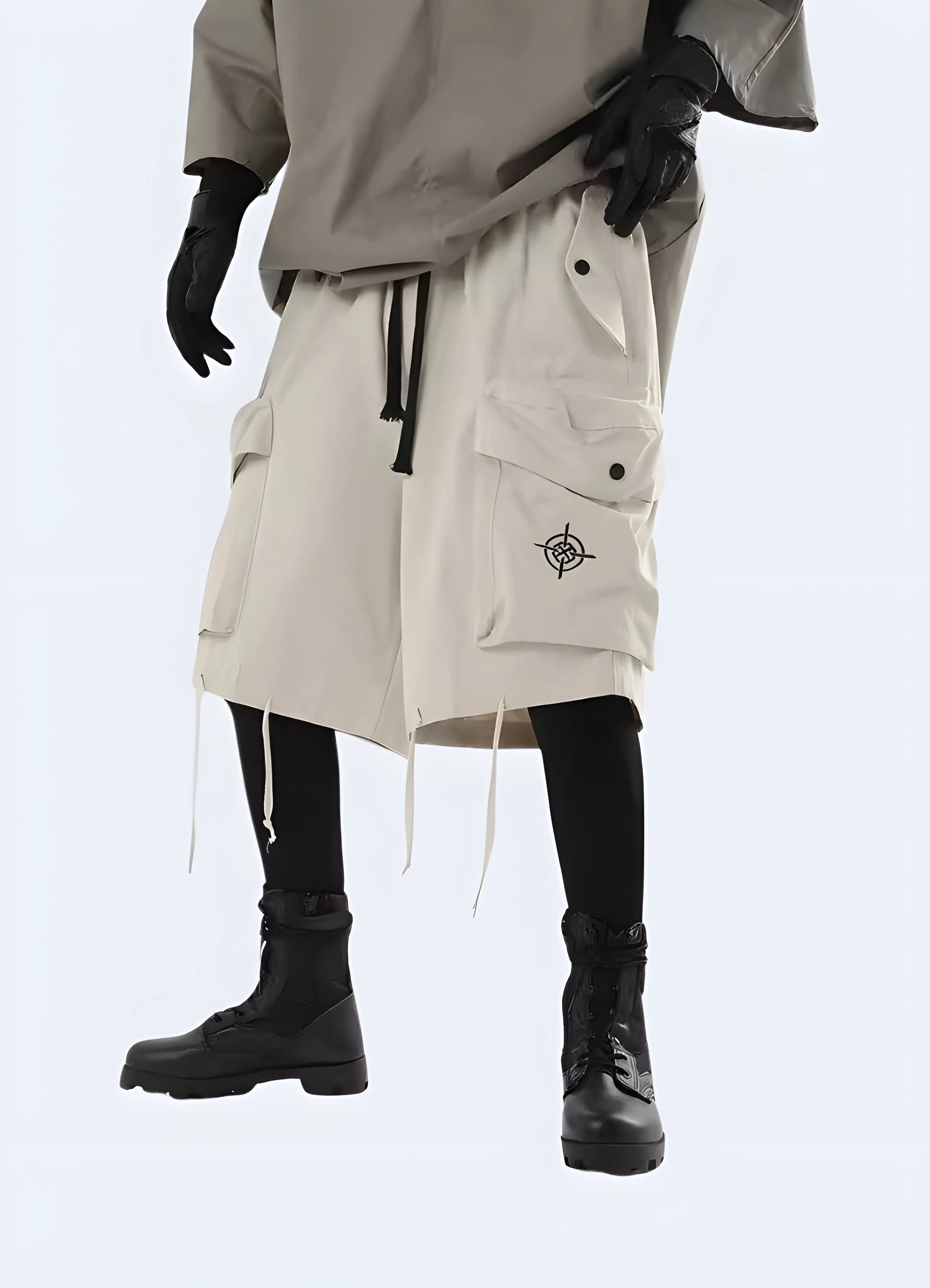 Tie Up Techwear Cargo Shorts