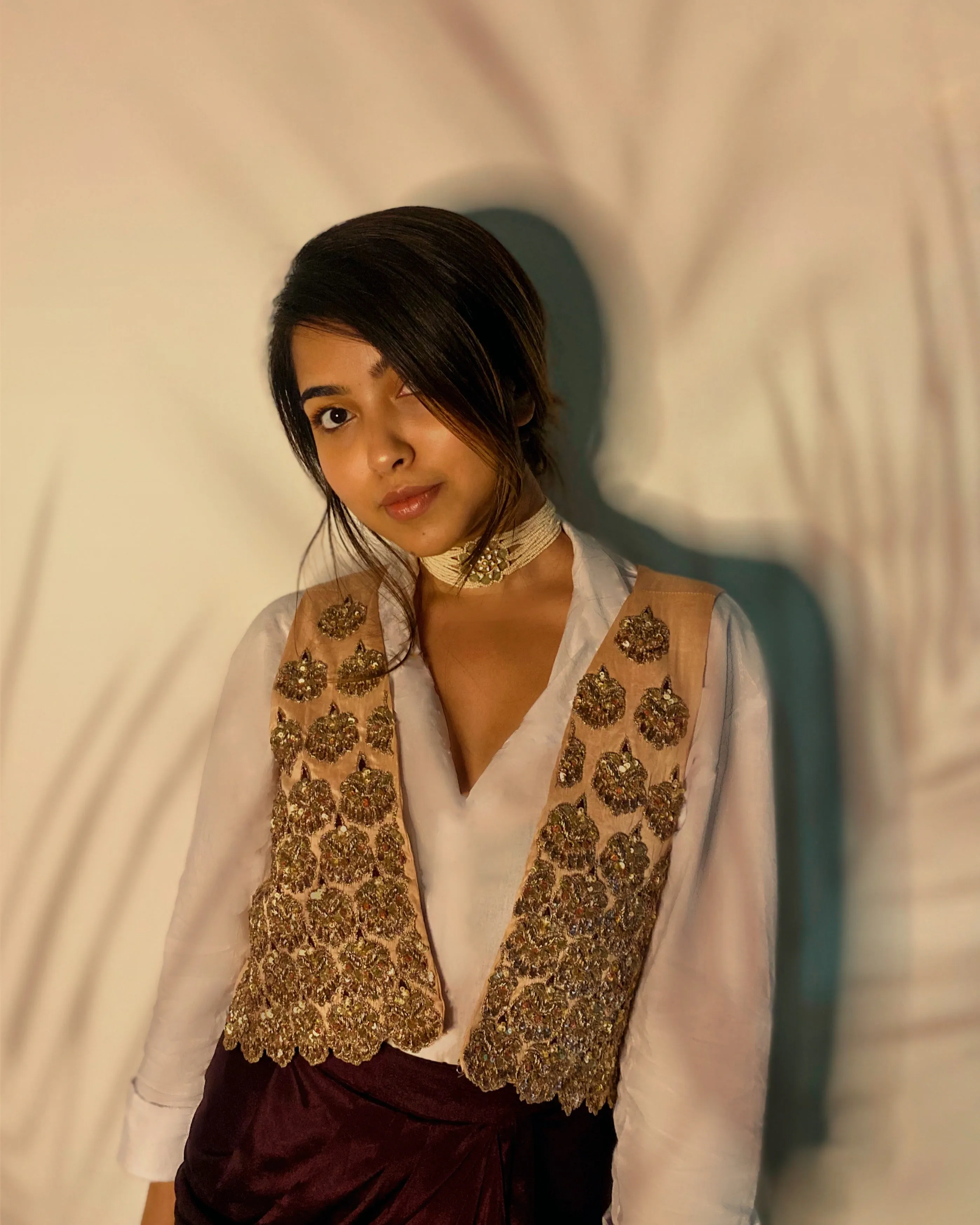 Trishala Kamath in Rosebud Embellished Jacket