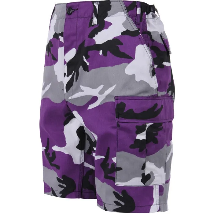 Ultra Violet Camouflage - Military Cargo BDU Shorts - Polyester Cotton Twill