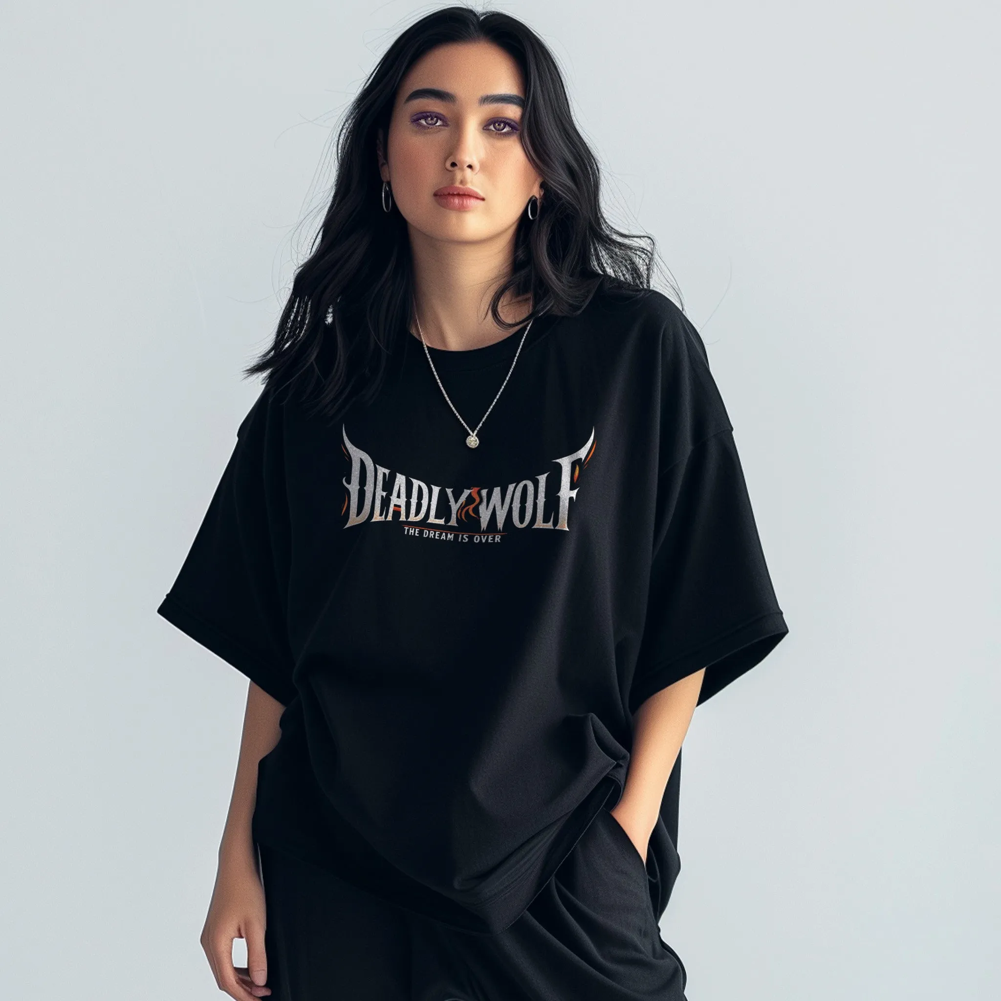 Unisex Oversized Graphic Tees Deadly Wolf T-Shirt