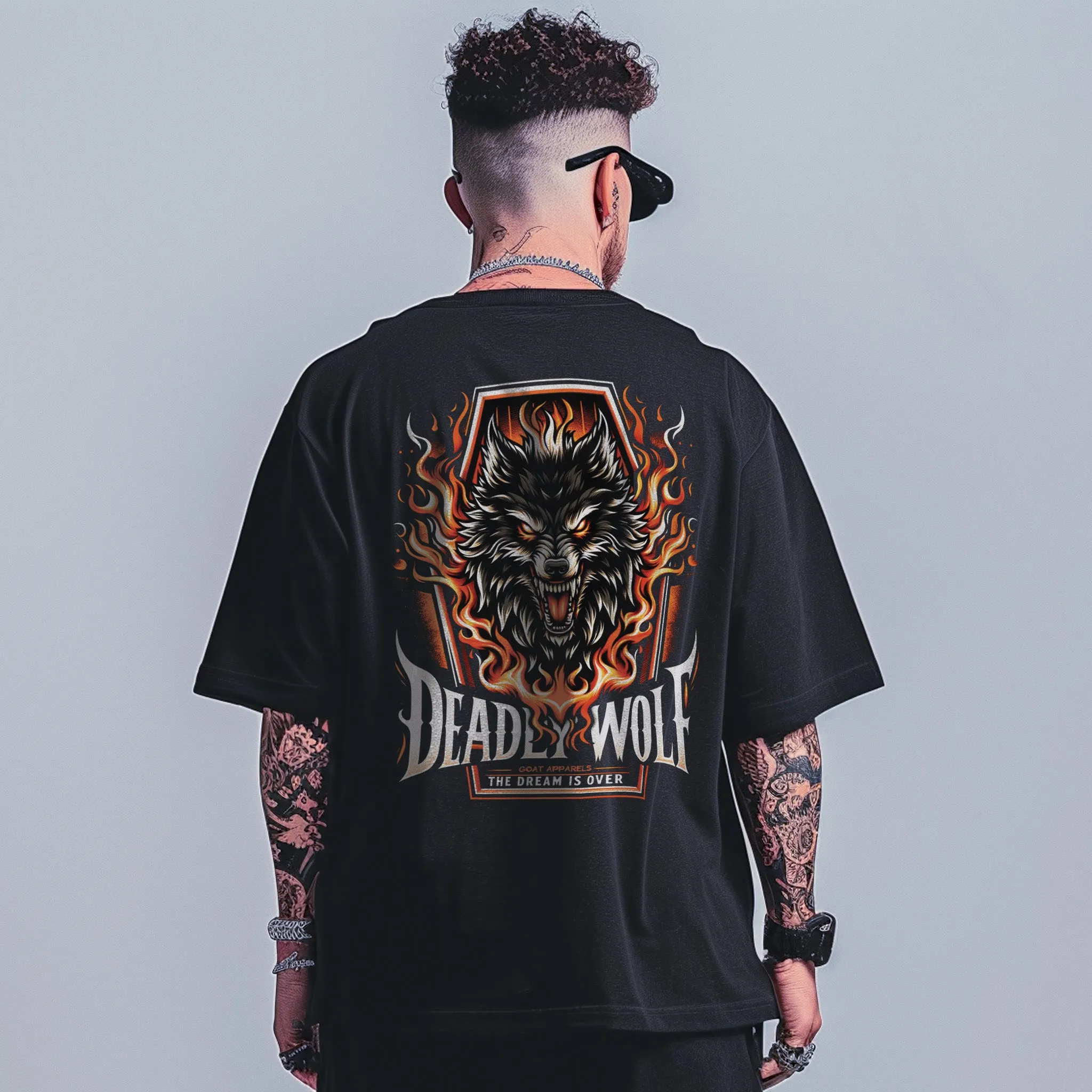 Unisex Oversized Graphic Tees Deadly Wolf T-Shirt