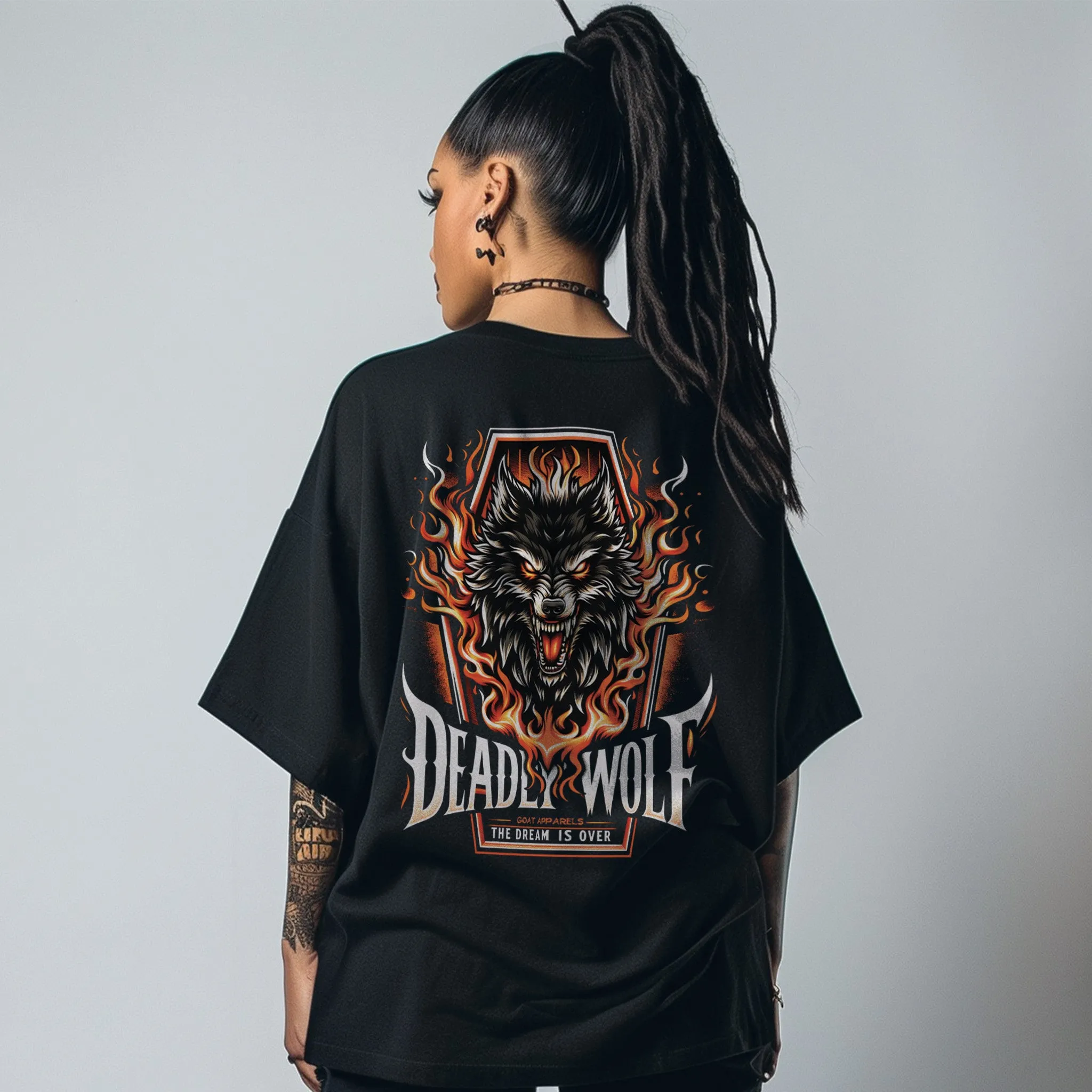 Unisex Oversized Graphic Tees Deadly Wolf T-Shirt