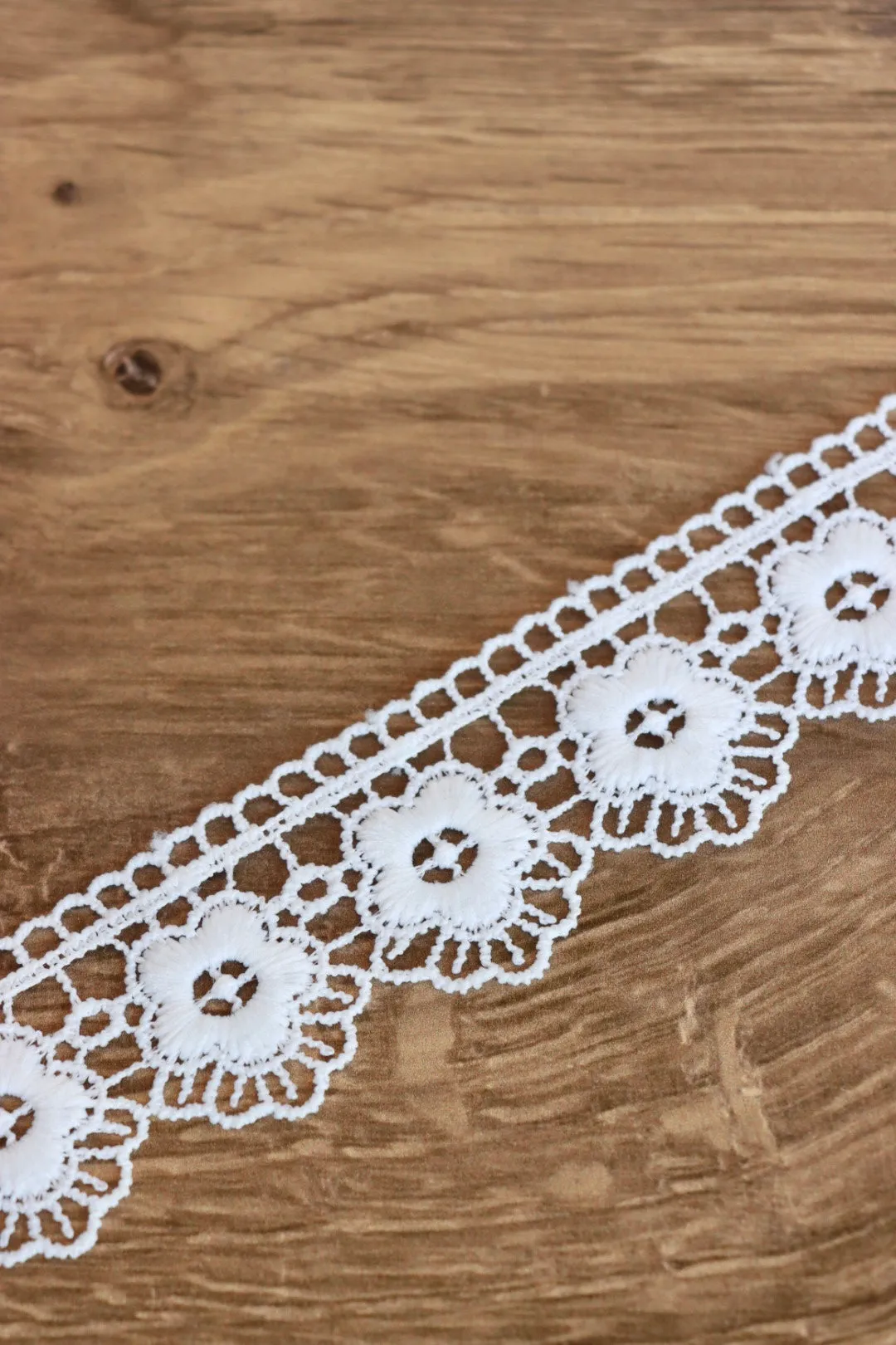 White 1.25" Wide Crochet Lace