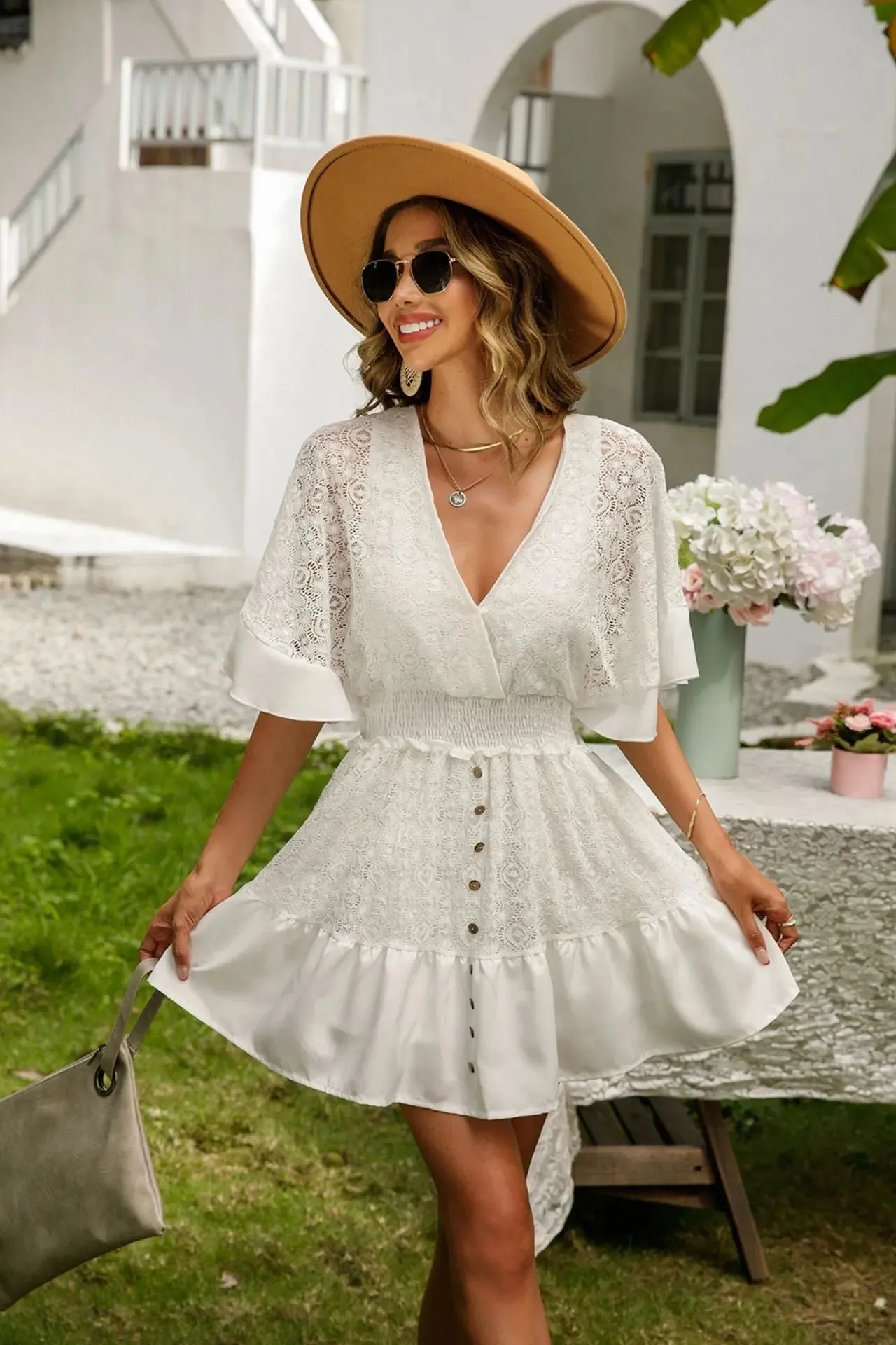 White Floral Lace Dress