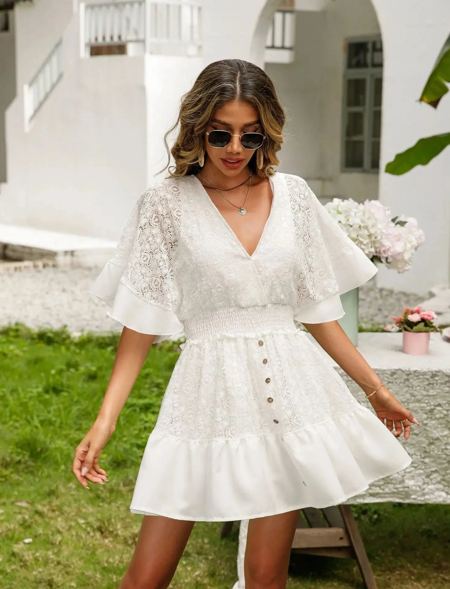 White Floral Lace Dress