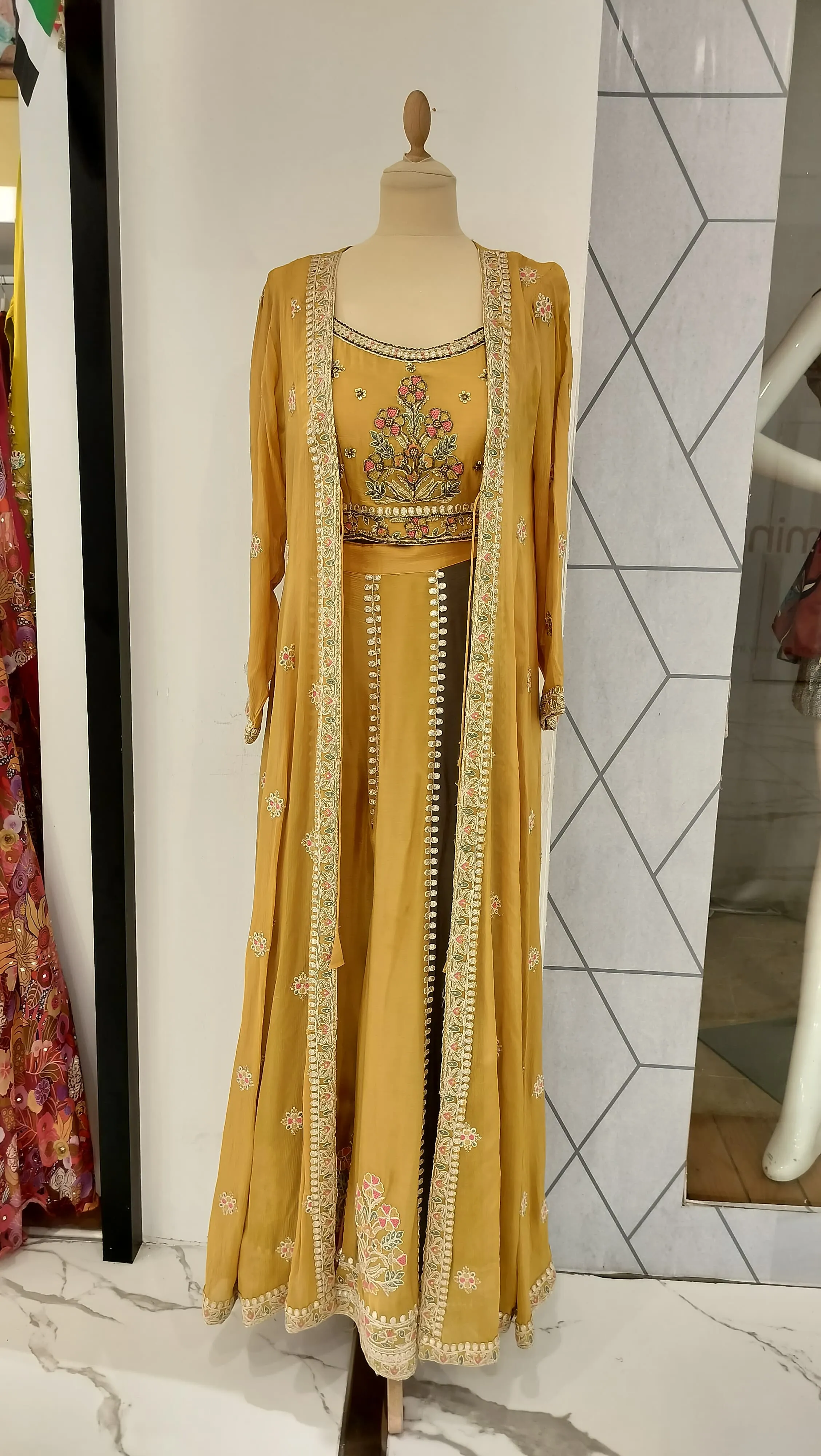 Yellow Sharara With Outer Ready to Wear.